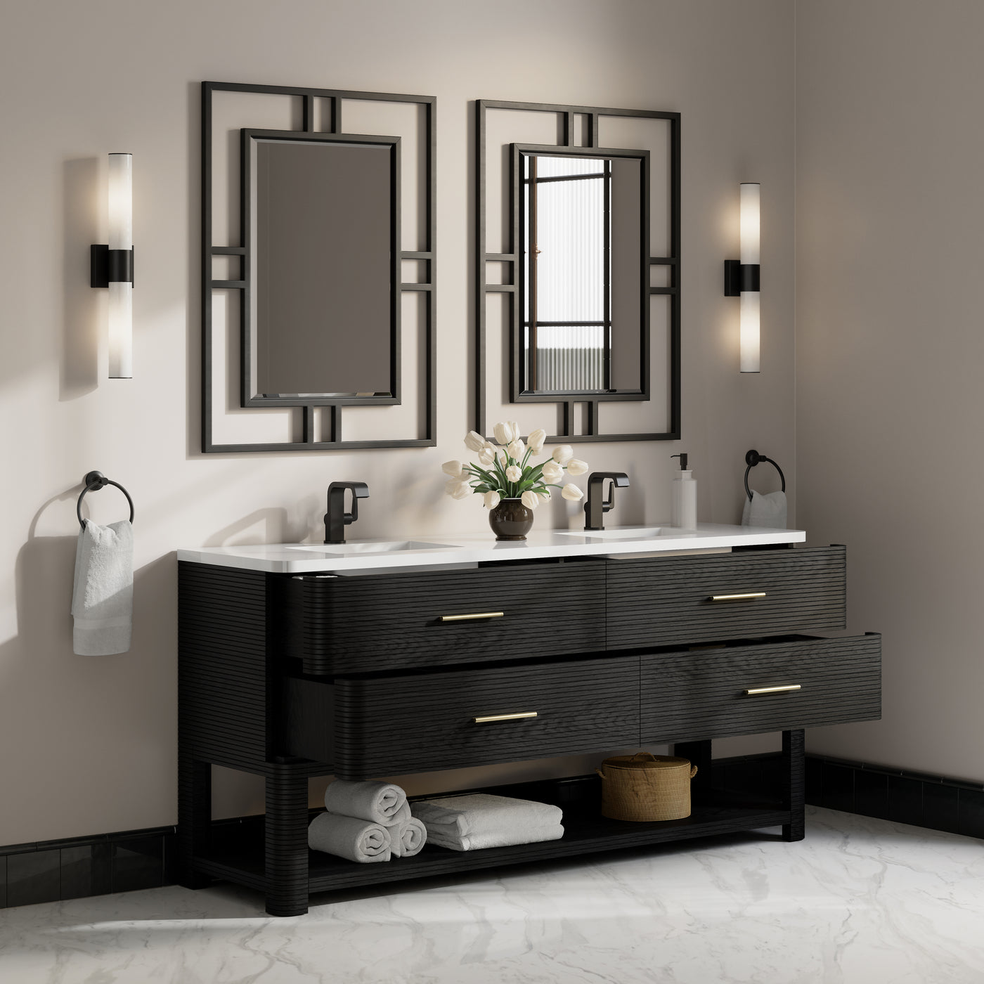 James Martin Lucian 72" Double Bathroom Vanity, Carbon Oak, view 24
