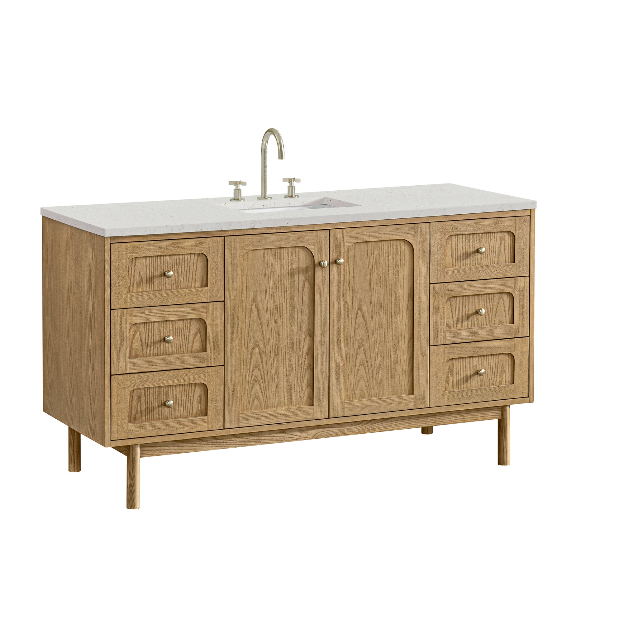 James Martin Laurent 60" Dual Mount Single Bathroom Vanity, Light Natural Oak, view 38