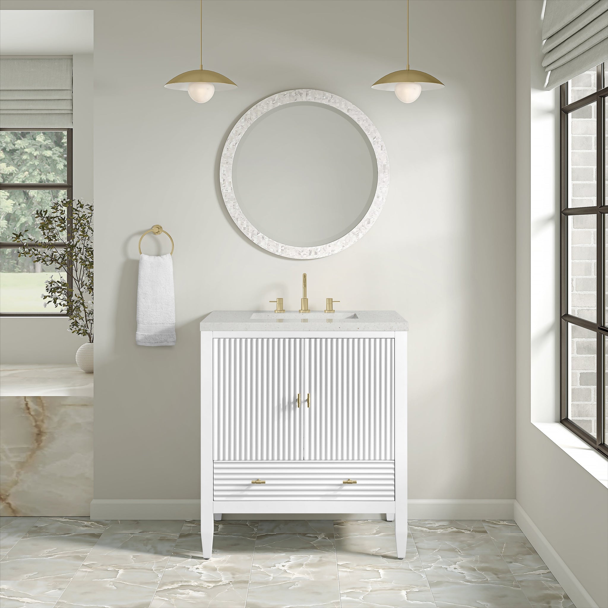 James Martin Myrrin 30" Single Bathroom Vanity, Bright White, cabinet without a countertop