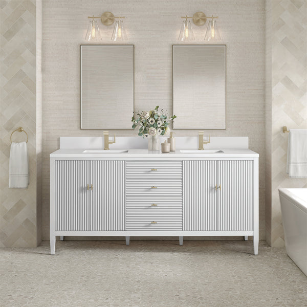 James Martin Myrrin 72" Single Bathroom Vanity, Bright White