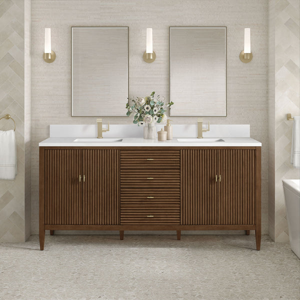 James Martin Myrrin 72" Single Bathroom Vanity, Mid-Century Walnut