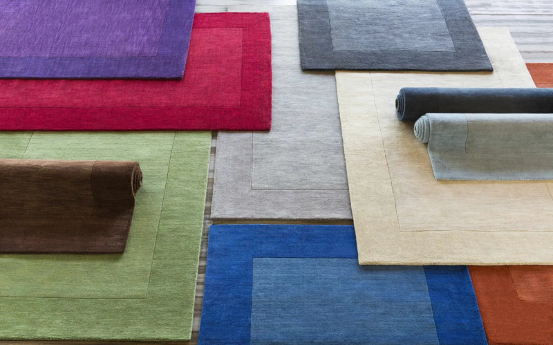 Bordered Solid Green Wool Rug by Boutique Rugs