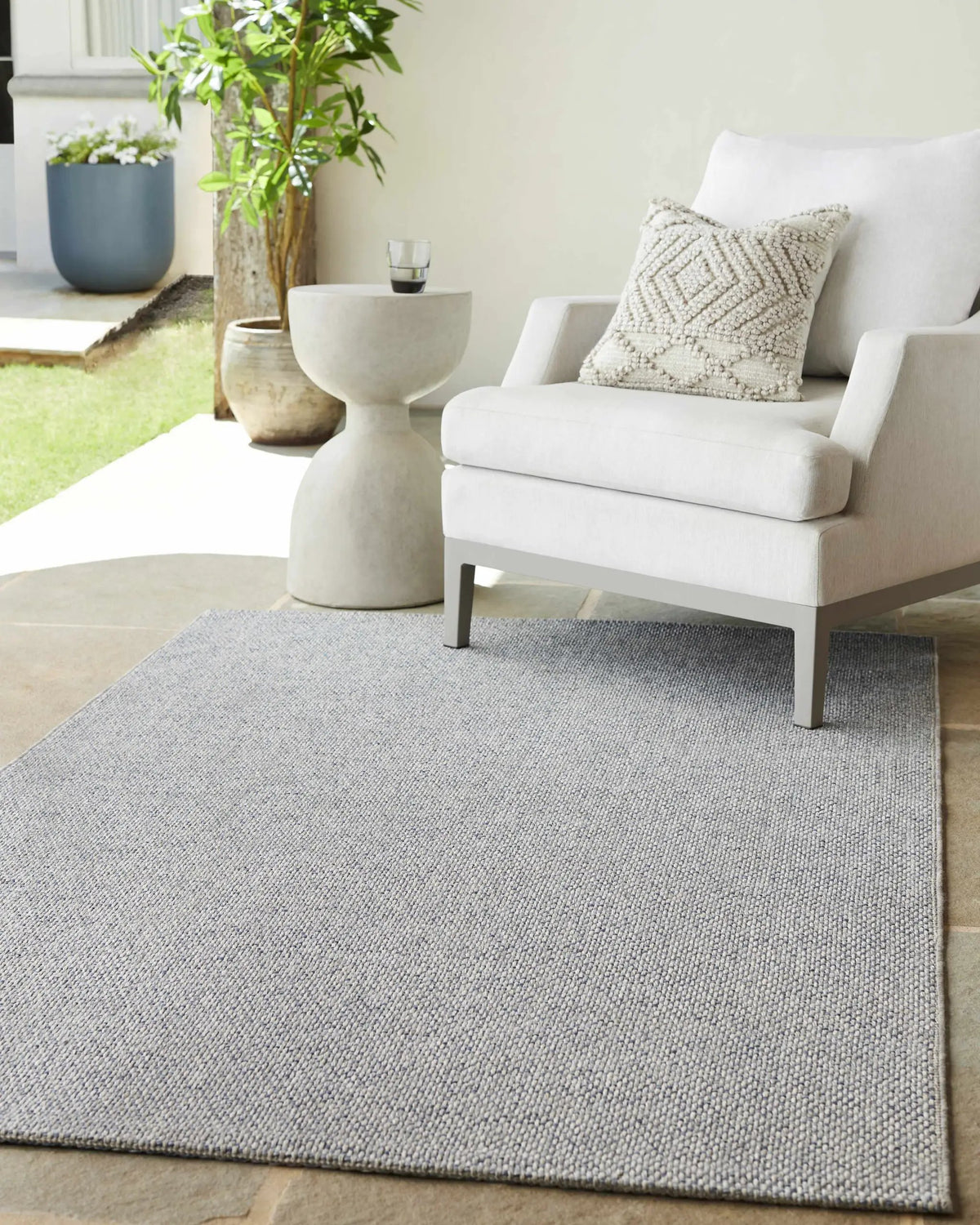 Birdie Outdoor Machine Woven Becki Owens x LIVABLISS BORD-2304 Area Rug, installed in a room