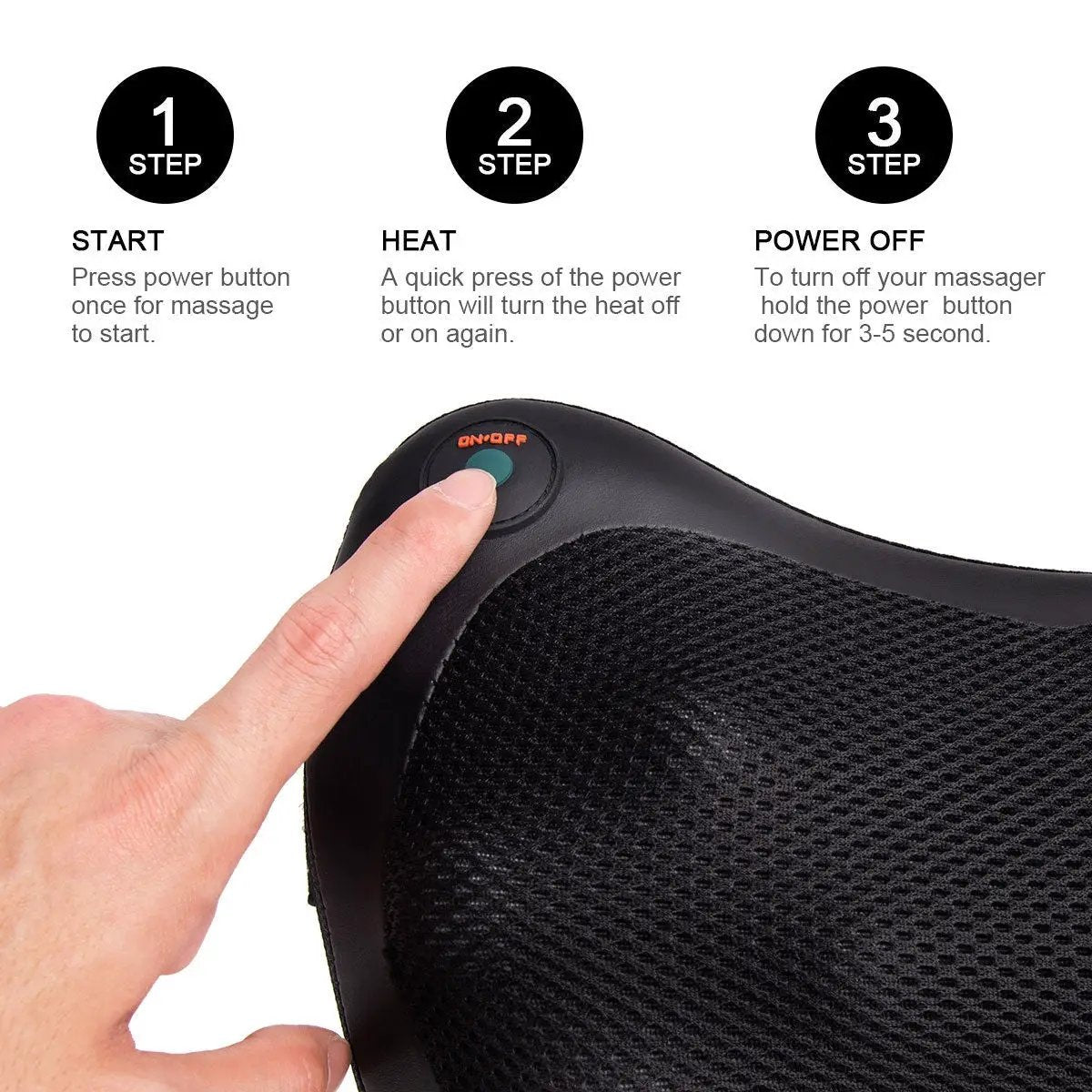 Shiatsu Pillow Massager with Heat Deep Kneading for Shoulder Neck and Back by DirectDeals