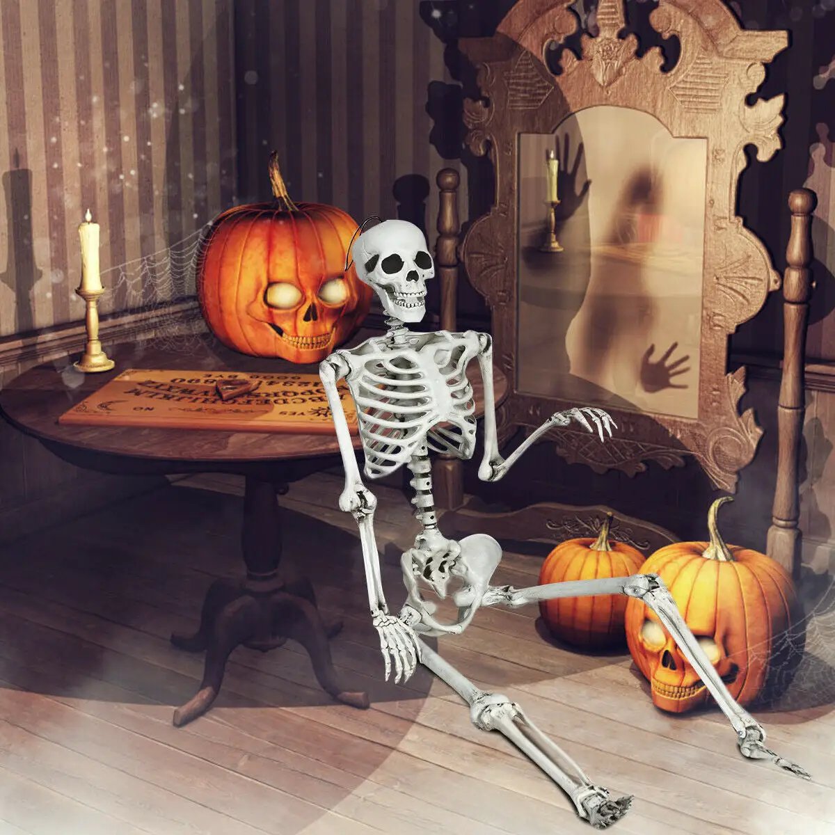 5.4 Feet Halloween Skeleton Life Size Realistic Full Body Hanging by DirectDeals