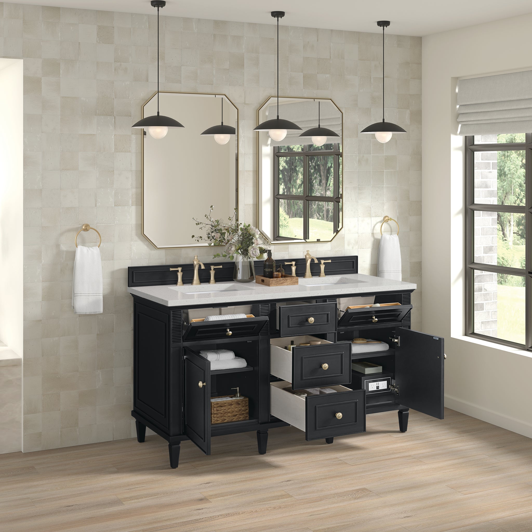 James Martin Lorelai 60" Double Bathroom Vanity, Black Onyx, view 32