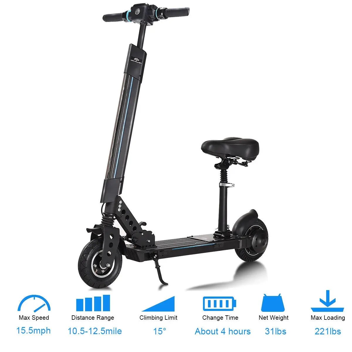 Foldable Electric Scooter with Removable Seat LED by DirectDeals