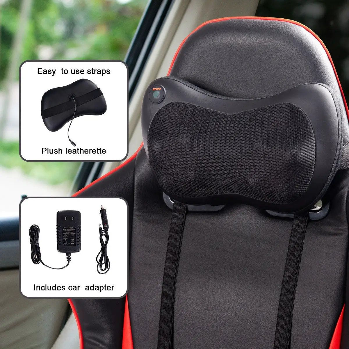 Shiatsu Pillow Massager with Heat Deep Kneading for Shoulder Neck and Back by DirectDeals