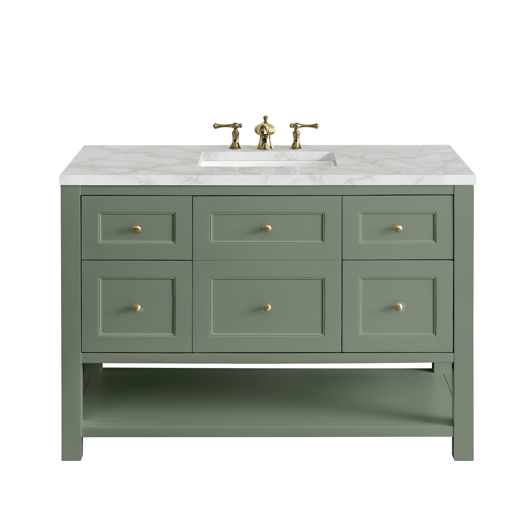 James Martin Breckenridge 48" Single Bathroom Vanity, Smokey Celadon with Victorian Silver countertop