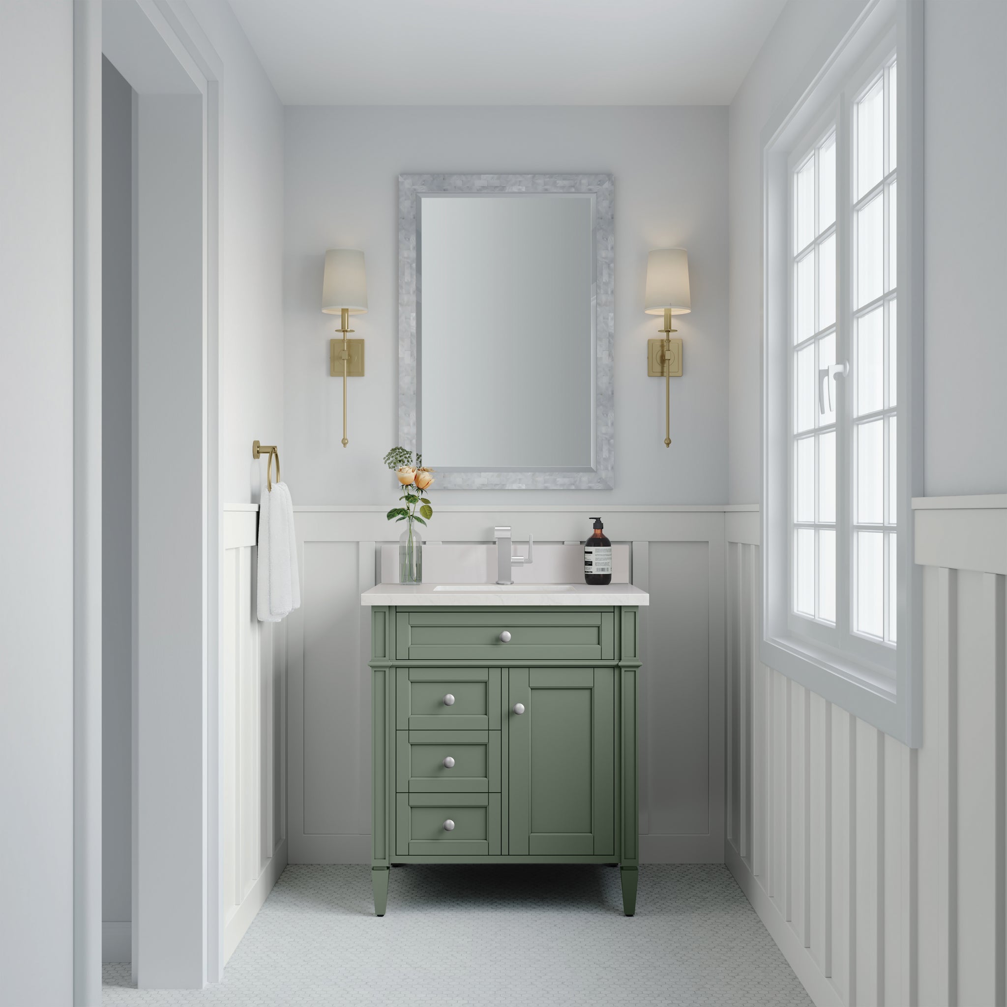 James Martin Brittany 30" Single Bathroom Vanity, Smokey Celadon, view 21