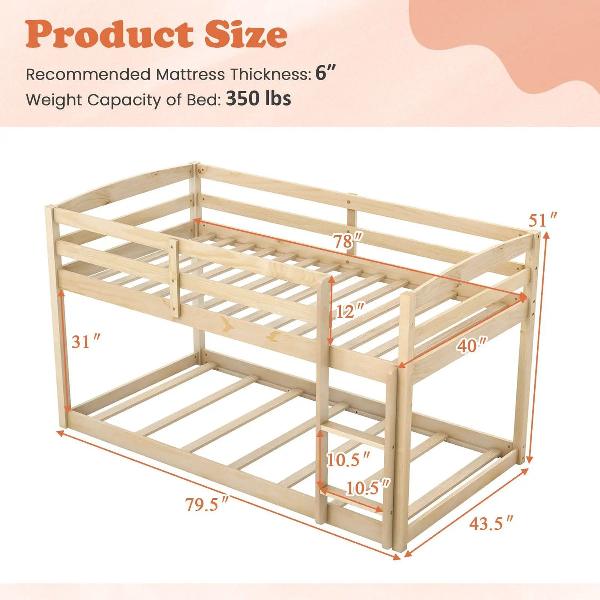 Twin Size Bunk Bed with High Guardrails and Integrated Ladder, photo 8 of 16