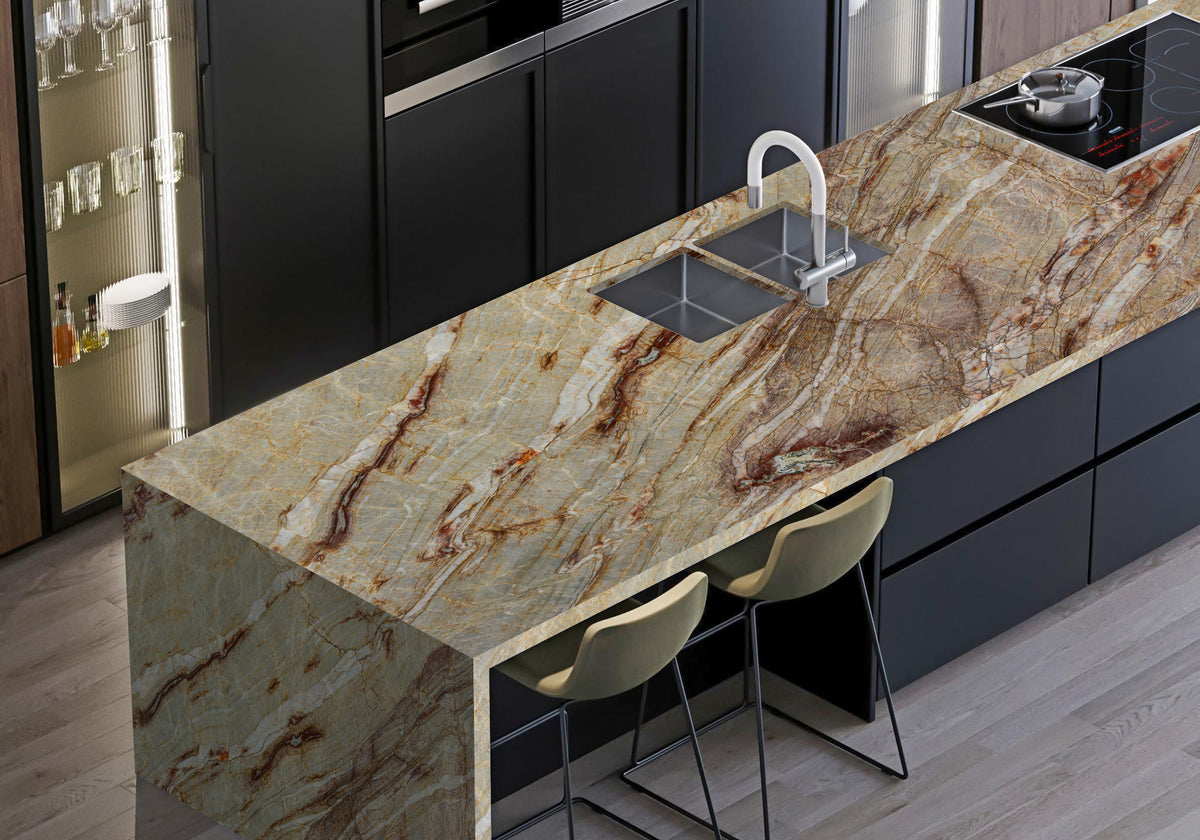 Nacarado Polished Quartzite Slab Random room scene 2