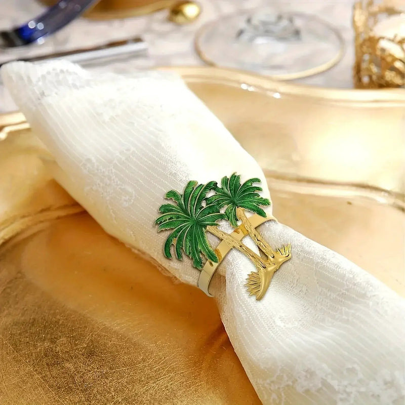 Napkin Rings - Hawaiian Coconut Tree Wooden Set by House Of Avana