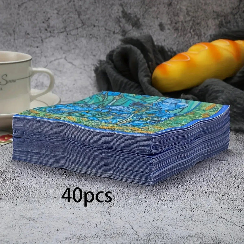 Napkins - Decorative Van Irises 6.5x6.5 by House Of Avana