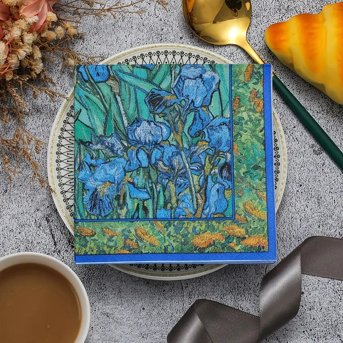 Napkins - Decorative Van Irises 6.5x6.5 by House Of Avana