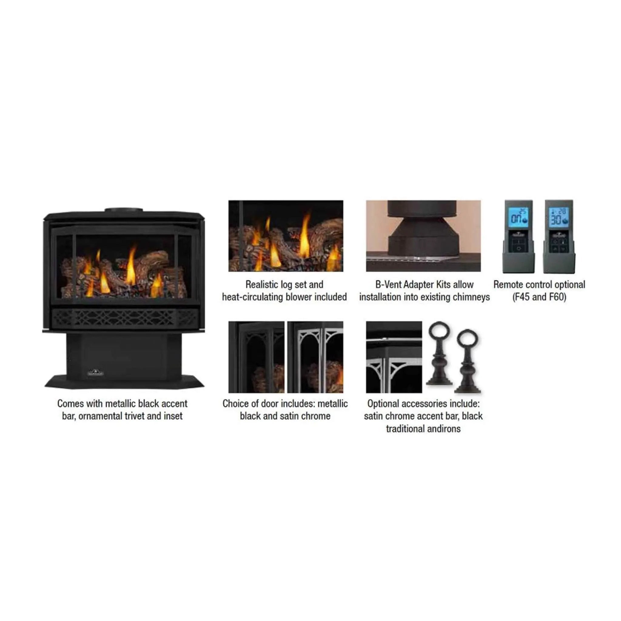 Napoleon Havelock 50 28-Inch Direct Vent Natural Gas Stove With Triple Burner [GDS50-1NE] (SAK68193) by SAKSBY WHOLESALE
