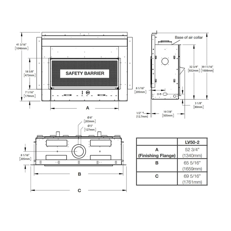 Napoleon Vector 50 Single-Sided 65-Inch Direct Vent Electronic Natural Gas Fireplace With Night Light System [LV50N-2] (SAK29481) by SAKSBY WHOLESALE
