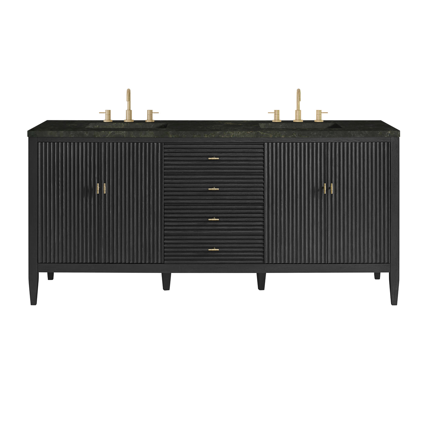 James Martin Myrrin 72" Double Bathroom Vanity, Carbon Oak with Phantome countertop