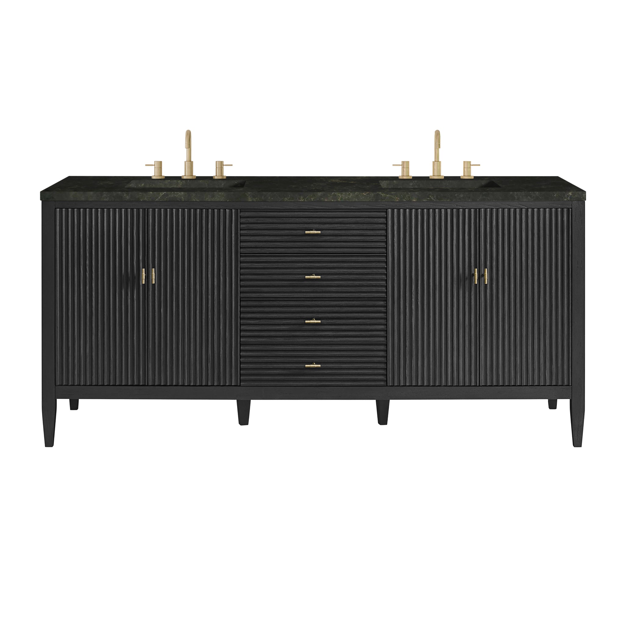 James Martin Myrrin 72" Double Bathroom Vanity, Carbon Oak with Phantome countertop