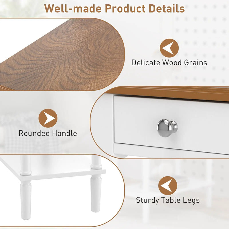 Narrow Side Table with Drawer and Open Storage Shelf by DirectDeals