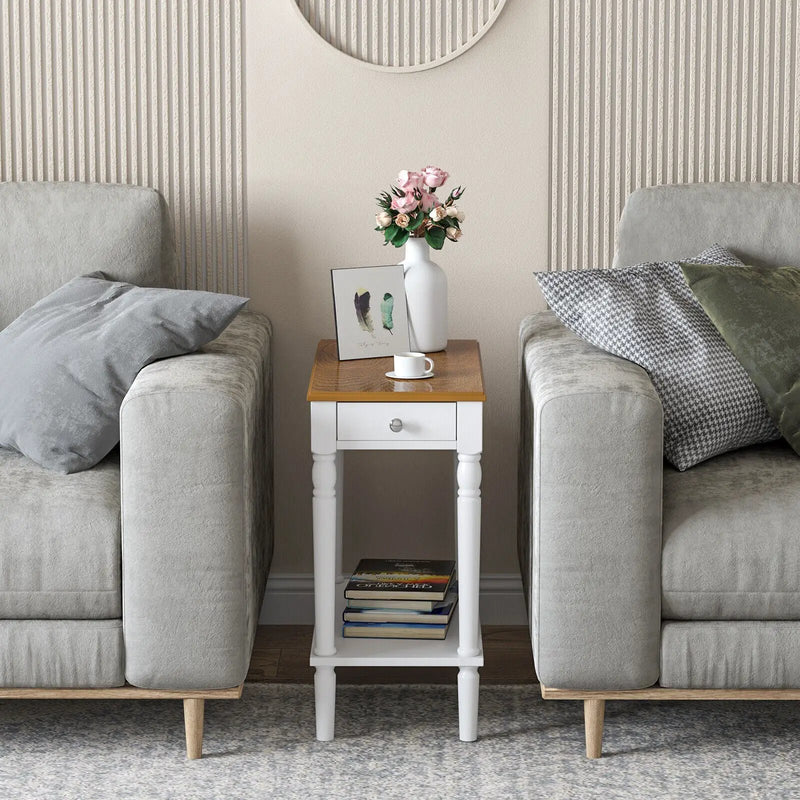Narrow Side Table with Drawer and Open Storage Shelf by DirectDeals