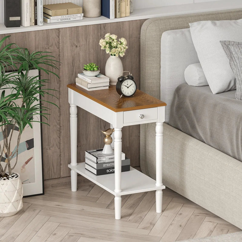 Narrow Side Table with Drawer and Open Storage Shelf by DirectDeals