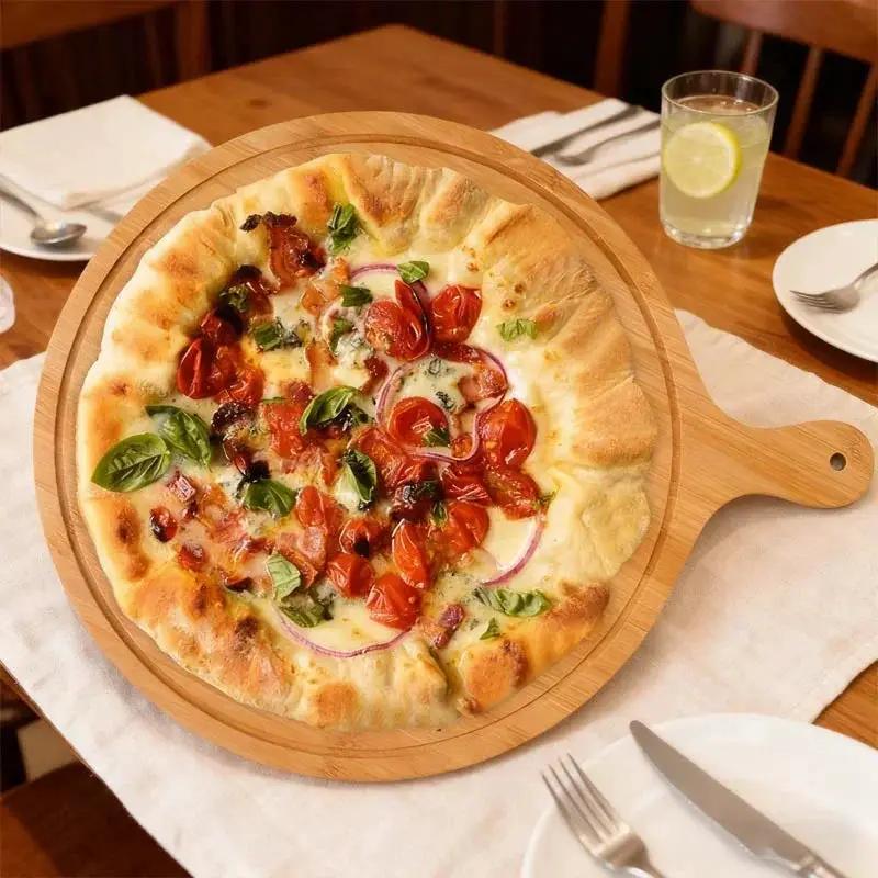 Natural Bamboo Round Pizza Platter by House Of Avana