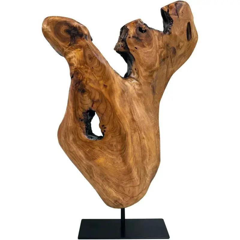 Natural Live Edge Wood Sculpture on Stand for Rustic Home Decor by House Of Avana