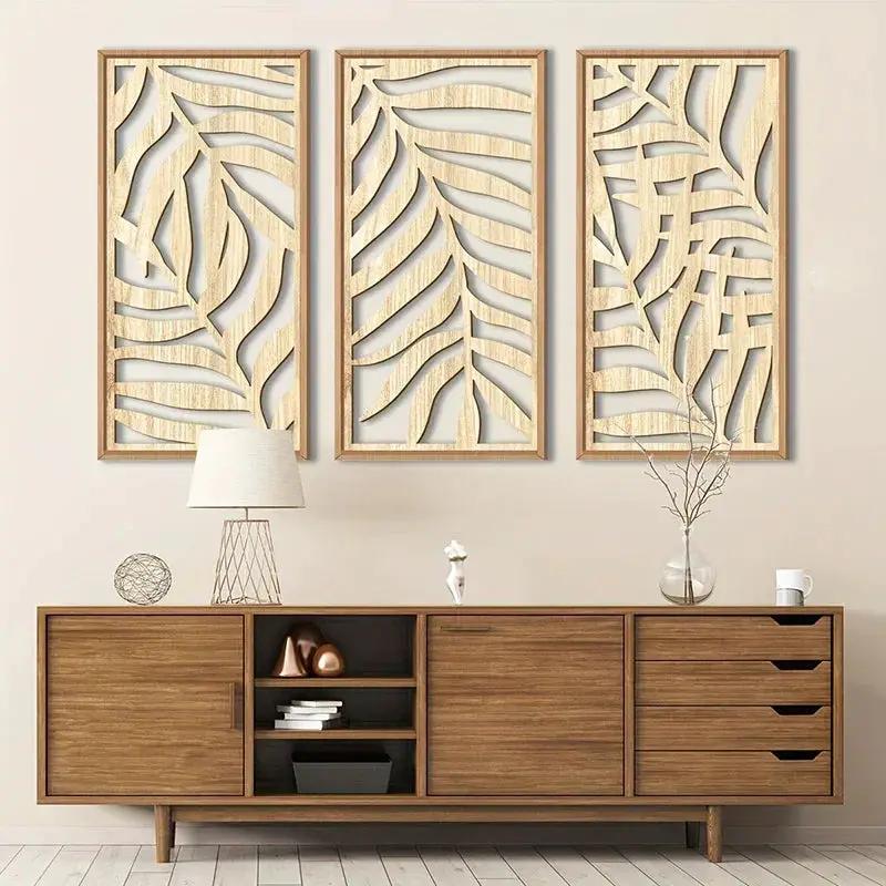 Natural Leaves Veneer Large Wood Art by House Of Avana