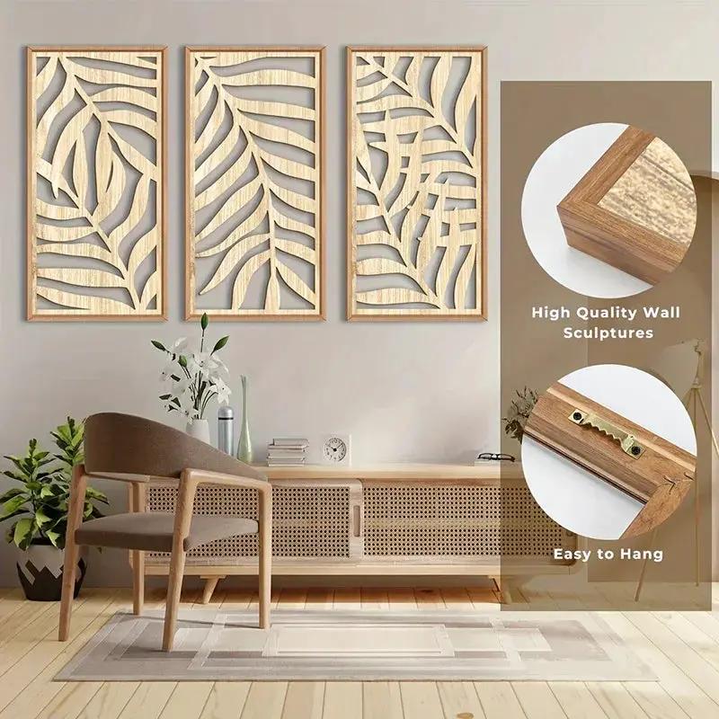 Natural Leaves Veneer Large Wood Art by House Of Avana
