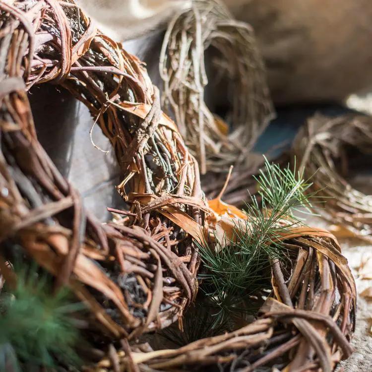 Fall Natural Rattan and Willow Wreath Christmas by RusticReach