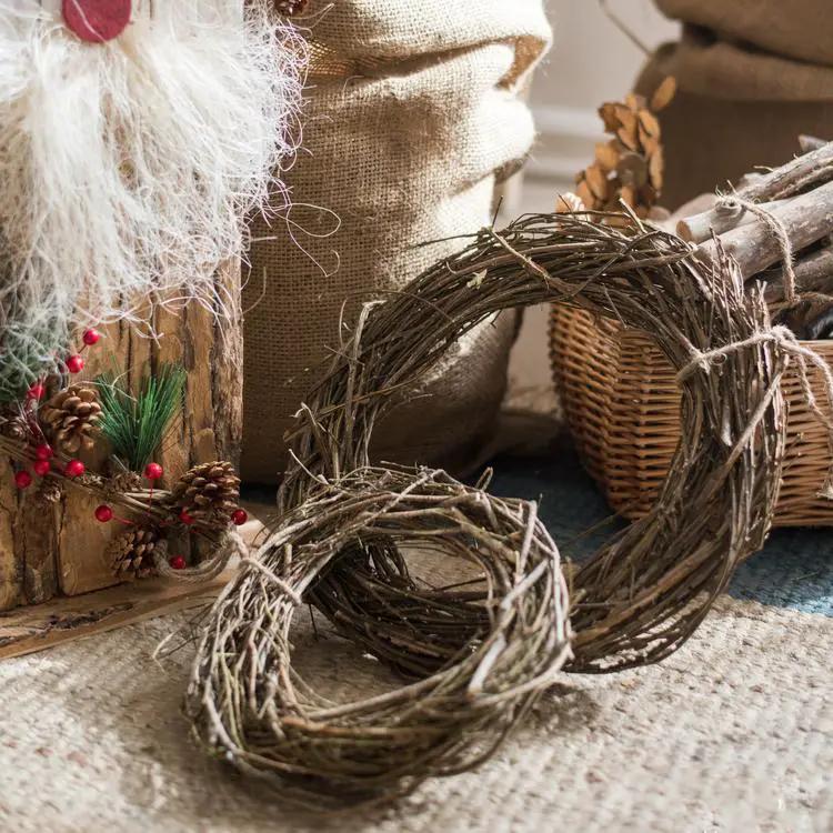 Fall Natural Rattan and Willow Wreath Christmas by RusticReach