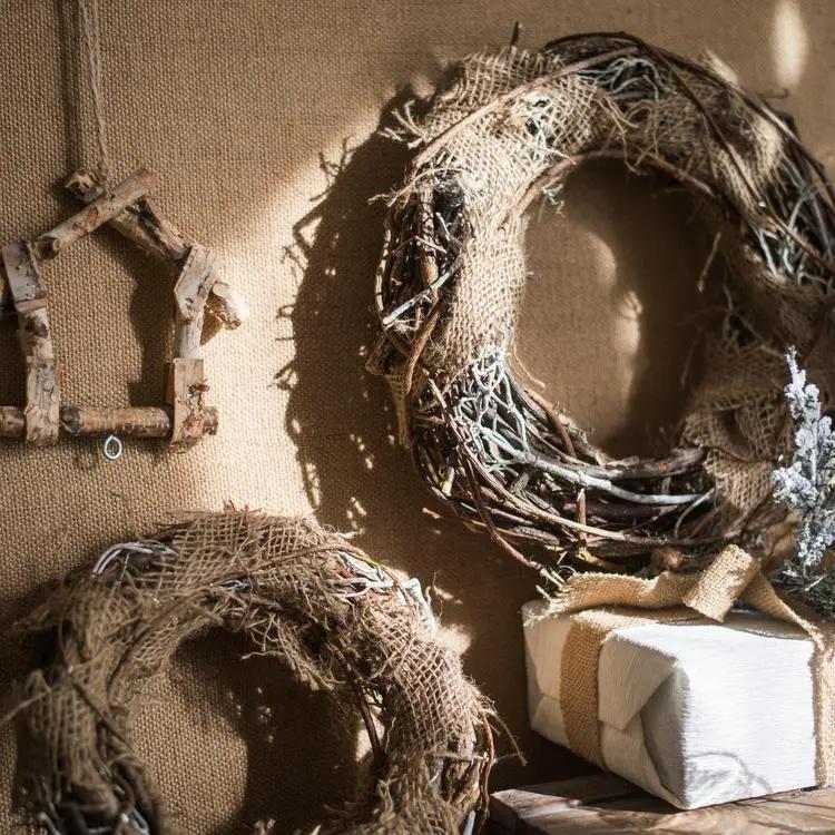 Fall Natural Rattan and Willow Wreath Christmas by RusticReach