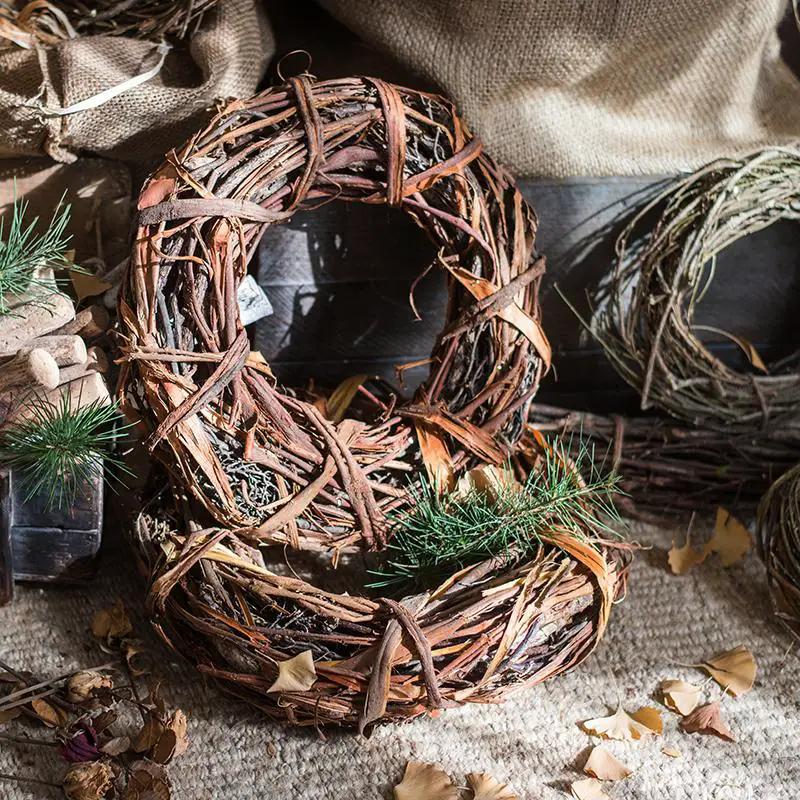 Fall Natural Rattan and Willow Wreath Christmas by RusticReach