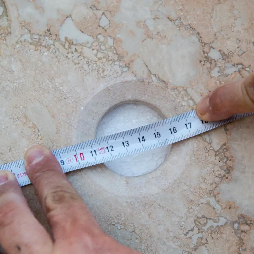 Beige Travertine Natural Stone Round Vessel Sink Honed and Filled 18 Inch Diameter by GobekDesign