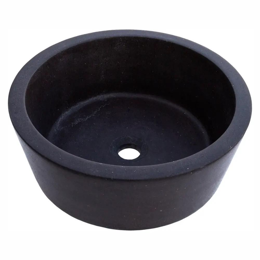 Black Andesite Stone Tapered Vessel Sink Honed Matte 16 Inch by GobekDesign