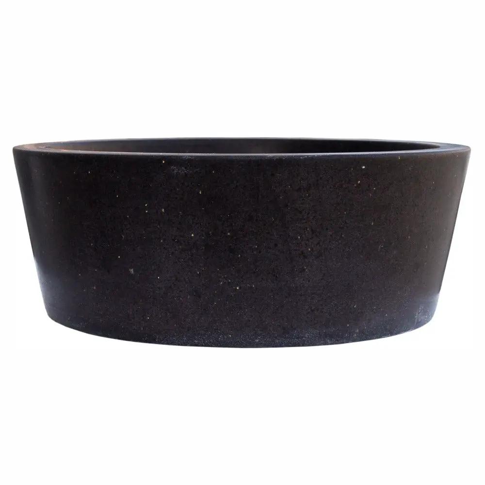 Black Andesite Stone Tapered Vessel Sink Honed Matte 16 Inch by GobekDesign