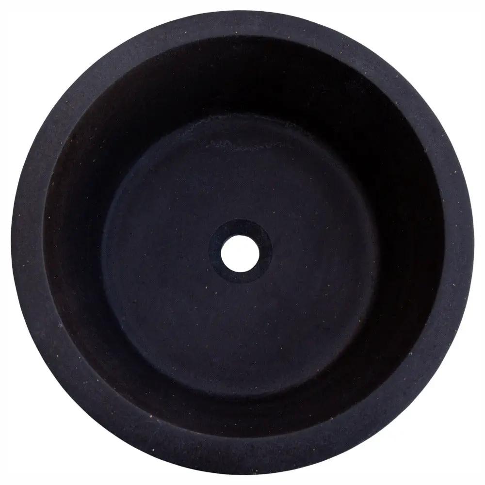 Black Andesite Stone Tapered Vessel Sink Honed Matte 16 Inch by GobekDesign