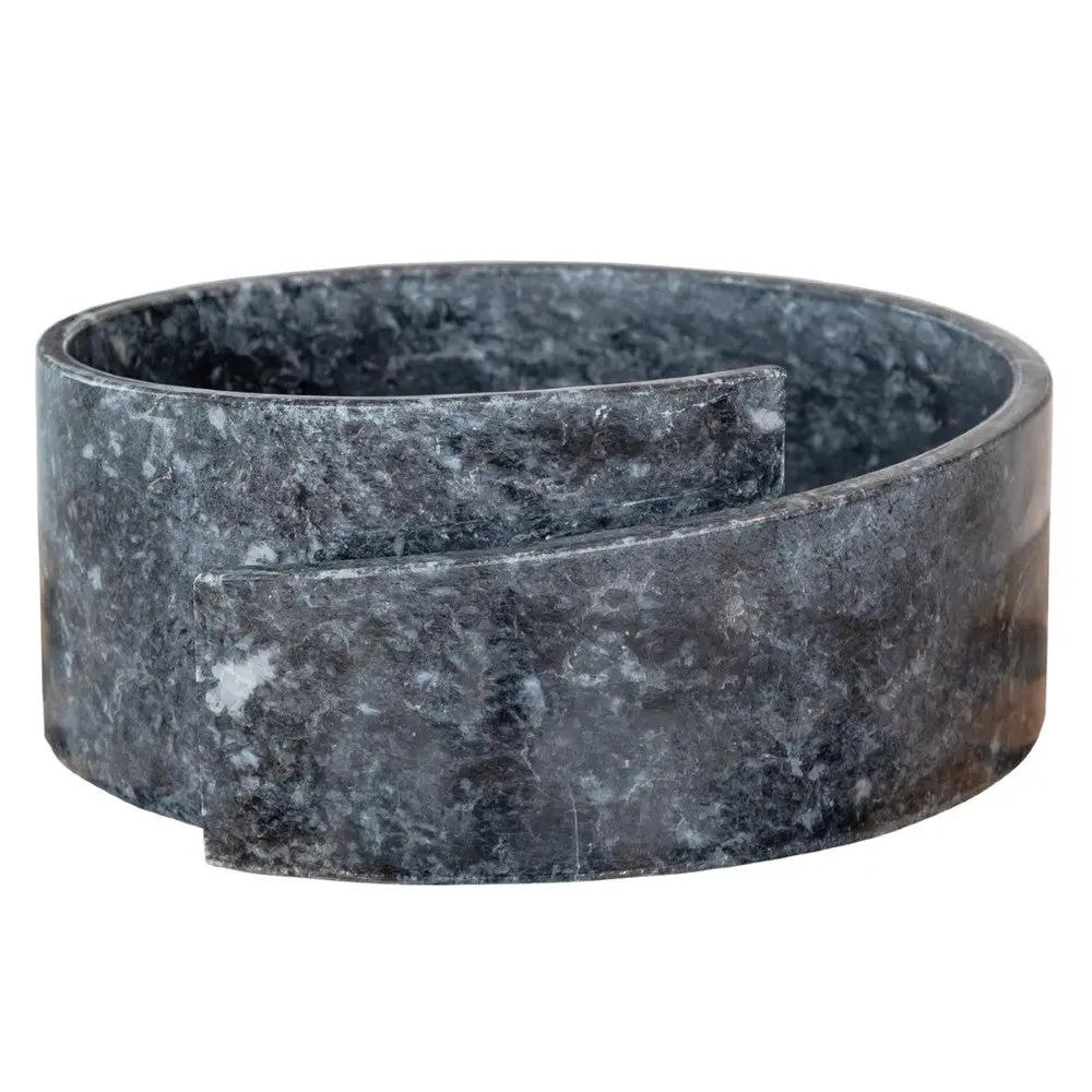 Black Marble Natural Stone Round Vessel Sink Handcrafted 16 Inch Diameter 6 Inch by GobekDesign