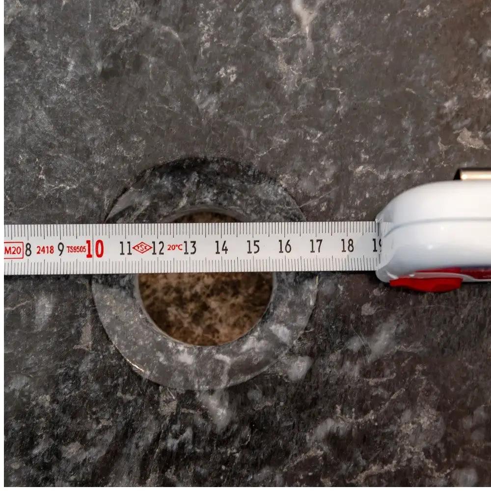 Black Marble Natural Stone Round Vessel Sink Handcrafted 16 Inch Diameter 6 Inch by GobekDesign