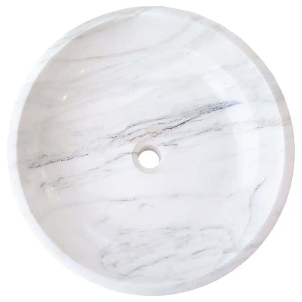 Calacatta White Marble Hand-Carved Vessel Sink - Polished 19x6 by GobekDesign