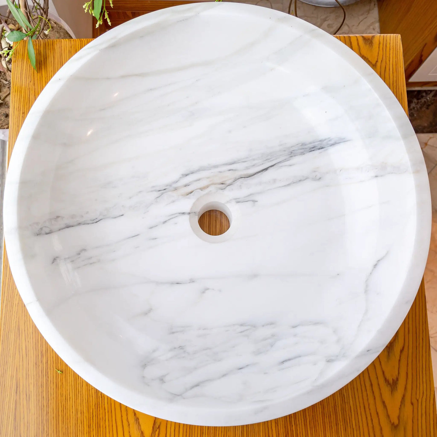 Calacatta White Marble Hand-Carved Vessel Sink - Polished 19x6 by GobekDesign