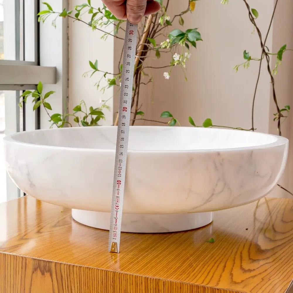 Calacatta White Marble Hand-Carved Vessel Sink - Polished 19x6 by GobekDesign