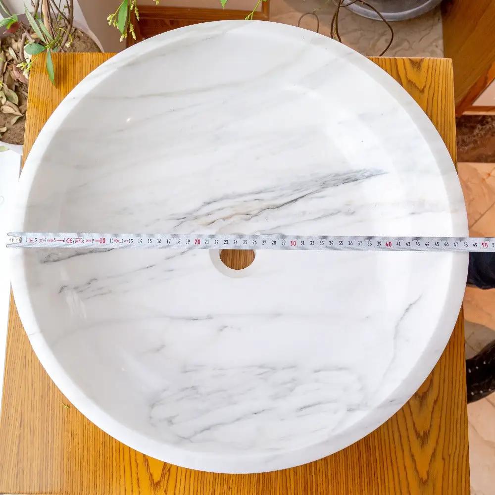 Calacatta White Marble Hand-Carved Vessel Sink - Polished 19x6 by GobekDesign