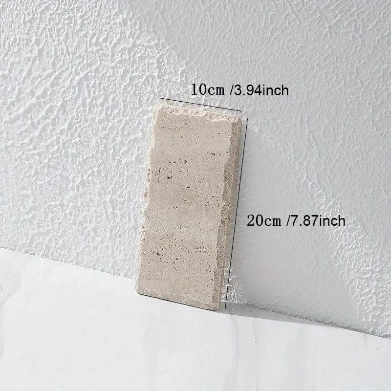 Natural Stone Hand-Carved Weathered Edge Coaster & Tray Set - Beige/ Eroded Texture, Non-Slip Rectangular Tabletop Organizer with Rounded Edges, Multi-Size Stone Coasters and Tray for Minimalist Vanity, Bathroom, Kitchen, Cof by House Of Avana