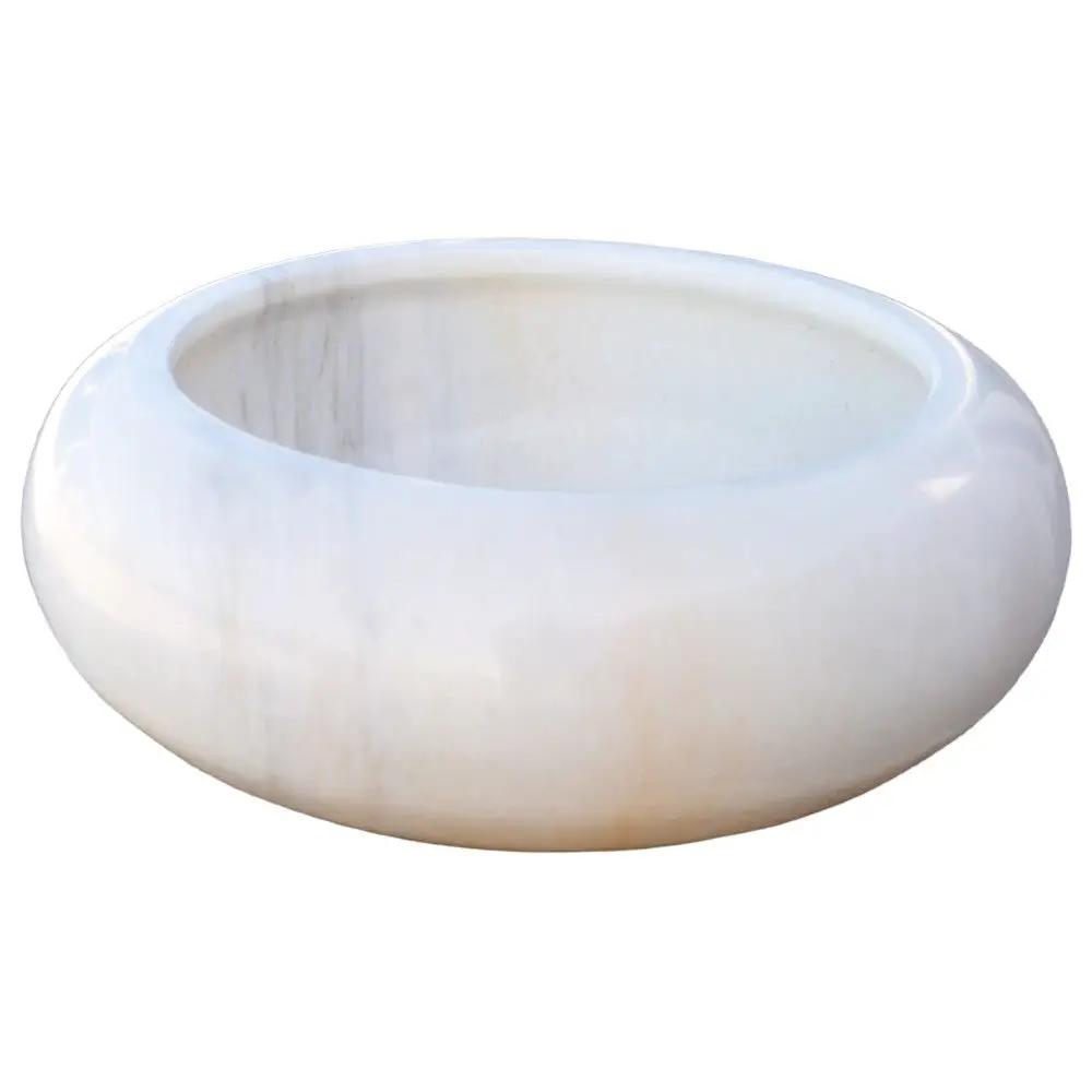 Carrara White Marble Natural Stone Vessel Sink D15.5 Inch H6 by GobekDesign