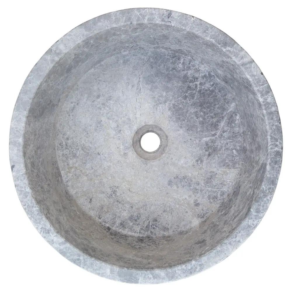 Natural Stone Tundra Grey Marble Round Vessel Sink Polished 16.5x6 by GobekDesign