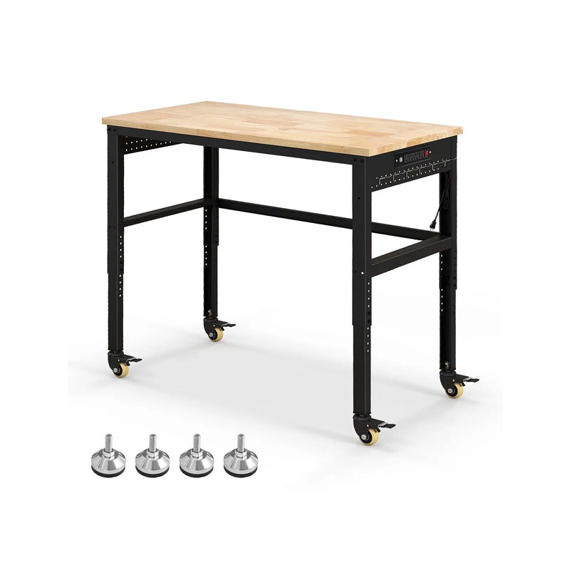 48 Inch Adjustable Work Bench with Power Outlets-Natural by DirectDeals
