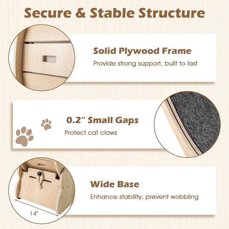 40 Inch Large Cat Exercise Wheel with Lockable Mechanism and Carpeted Runaway for Indoor Cats-Natural by DirectDeals