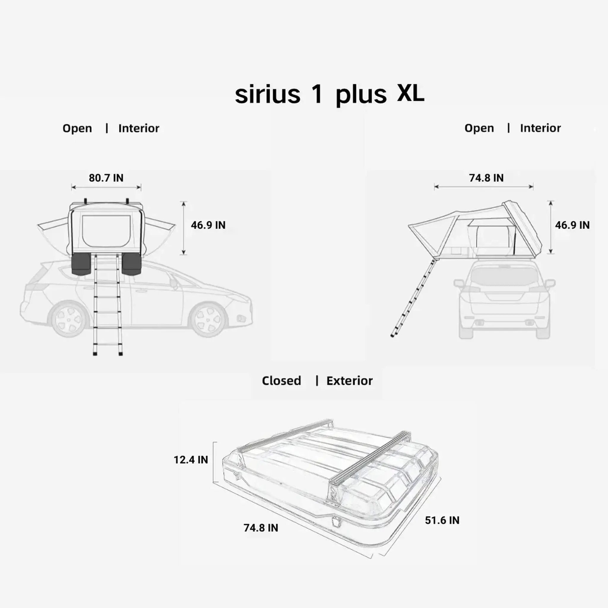 Naturnest Sirius 1 Plus XL Premium Hard Shell Rooftop Tent (SAK49317) by SAKSBY WHOLESALE